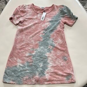 BB Dakota Pink and Gray Tie-Dye Top